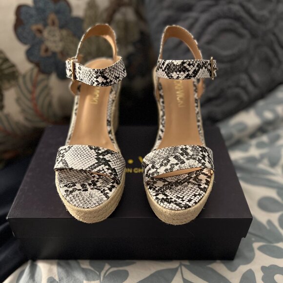 Snake Skin (faux!) Open Toe Espadrille Wedges - Picture 6 of 6